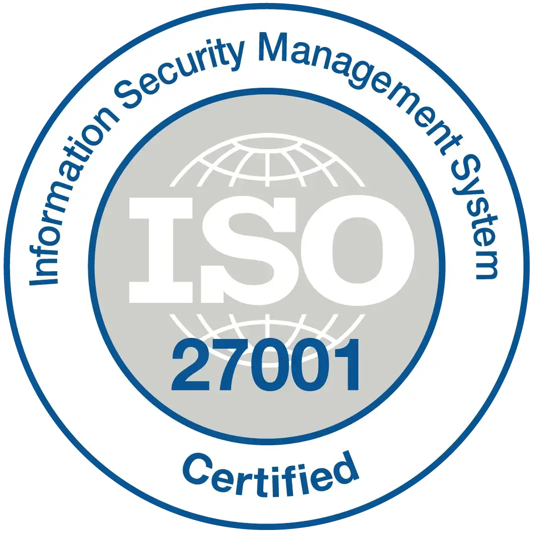 ISO 27001 certified badge symbolizing Human Medical Billing's commitment to information security and data protection.