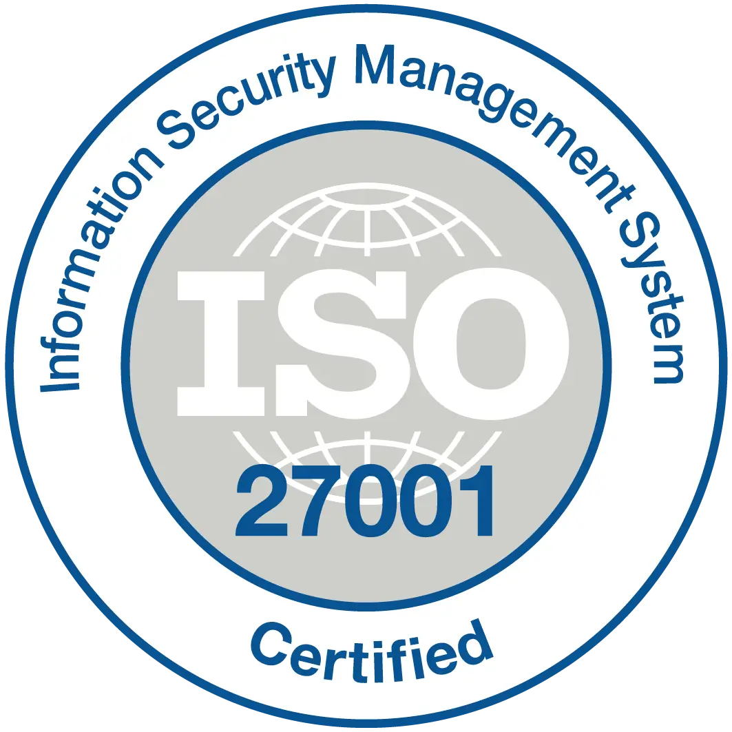 ISO 27001 certified badge for information security at Human Medical Billing.