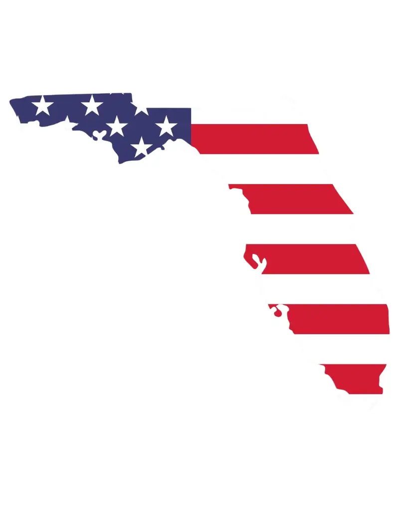 Outline of Florida with American flag design representing Human Medical Billing services in Florida.