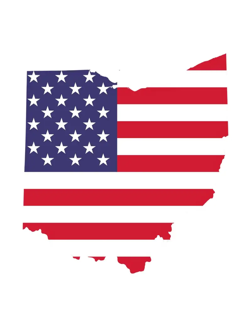 Ohio state map with American flag design for Human Medical Billing services.